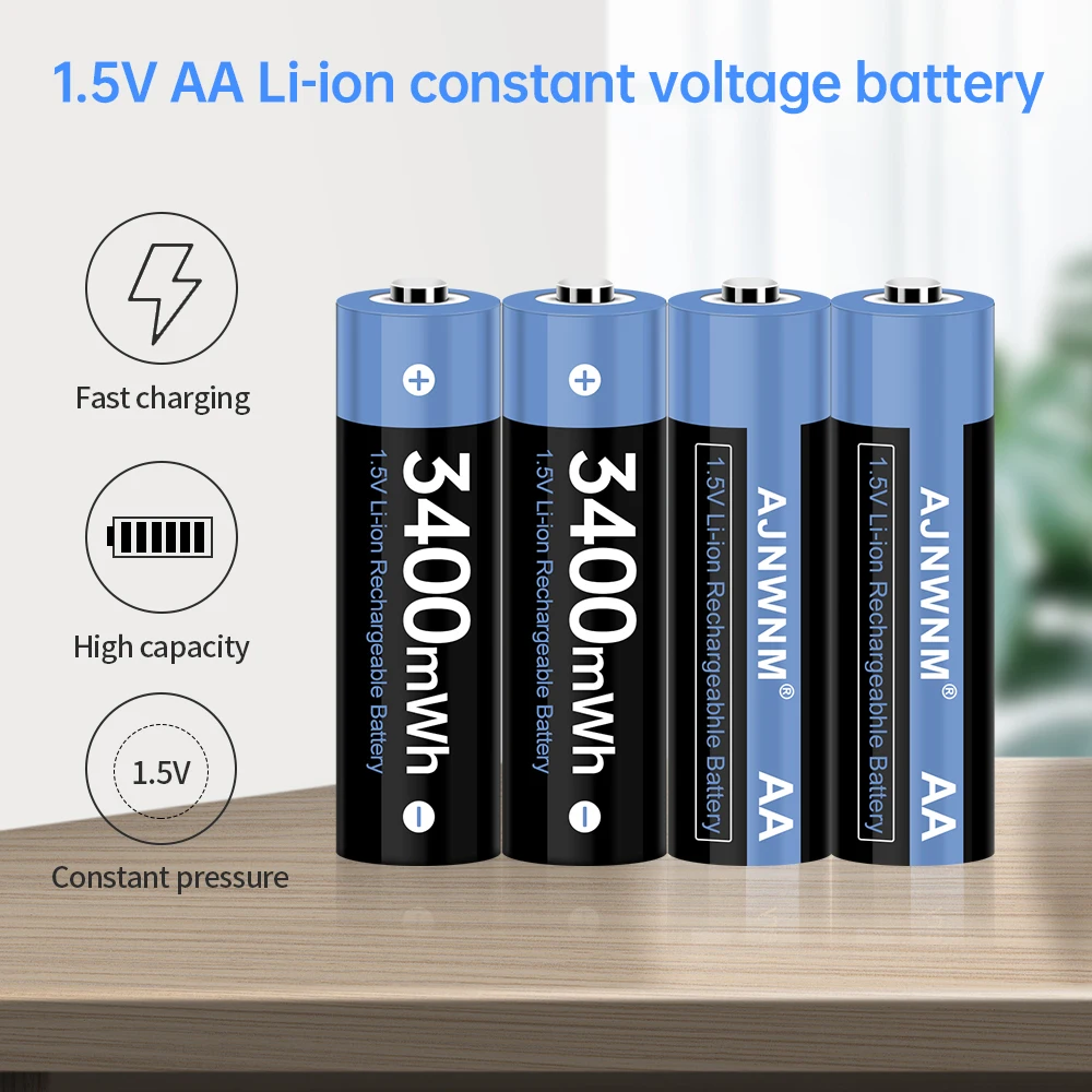 1.5v AA литиево-йонна 3400mWh акумулаторна батерия aa батерия 1.5v литиево-йонна батерия акумулаторна за играчка дистанционно управление мишка Изображение 1
