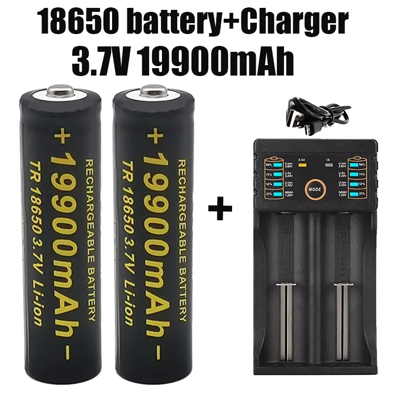 100% Нови 18650 литиеви батерии фенерче 18650 акумулаторна батерия 3.7V 19900 Mah за фенерче +201 зарядно устройство Изображение 1