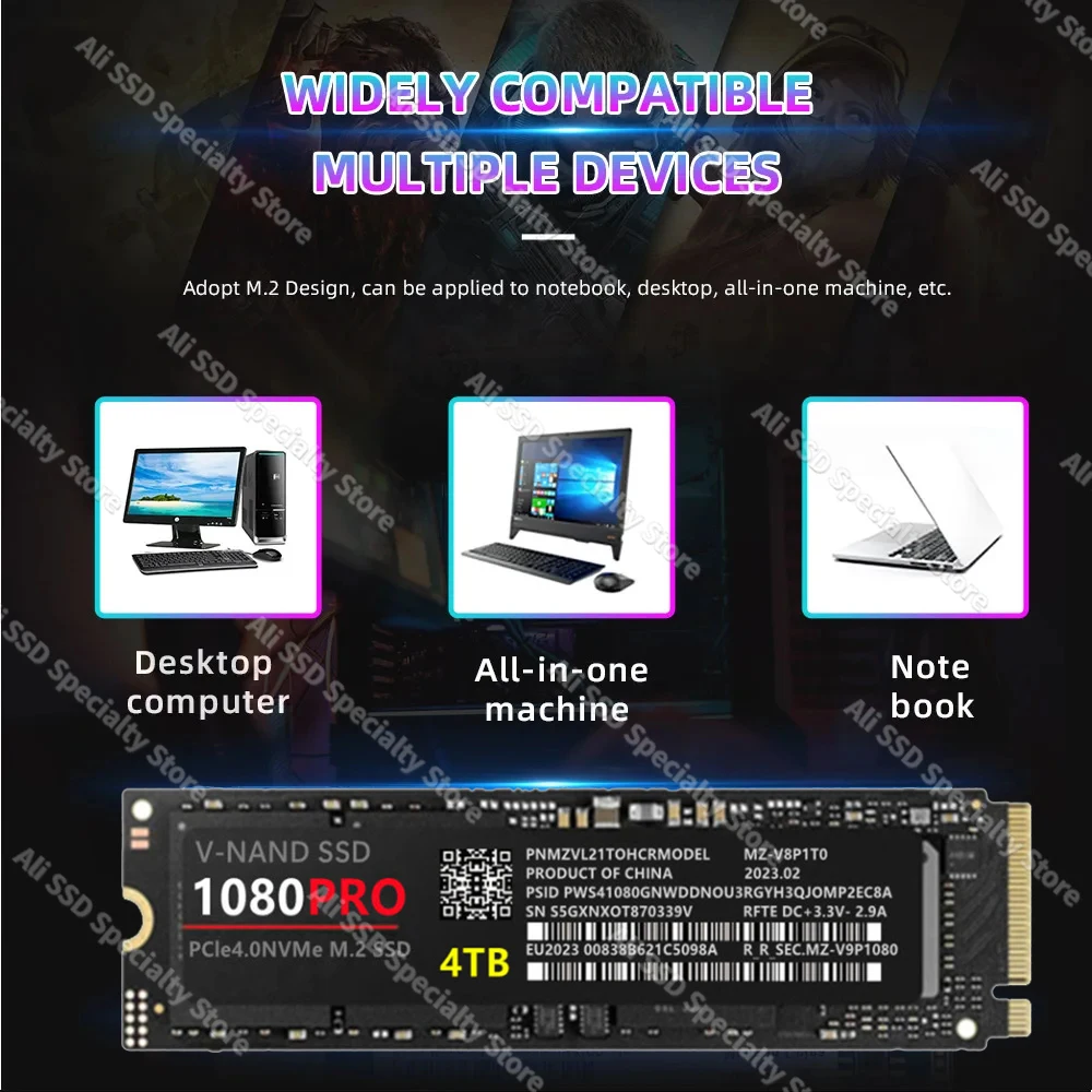 1080PRO SSD 1tb 2tb оригинална марка SSD M2 2280 PCIe4.0 NVME Прочетете 13000MB / S твърдо състояние 4TB твърд диск за настолен / PS5 Game лаптоп Изображение 1