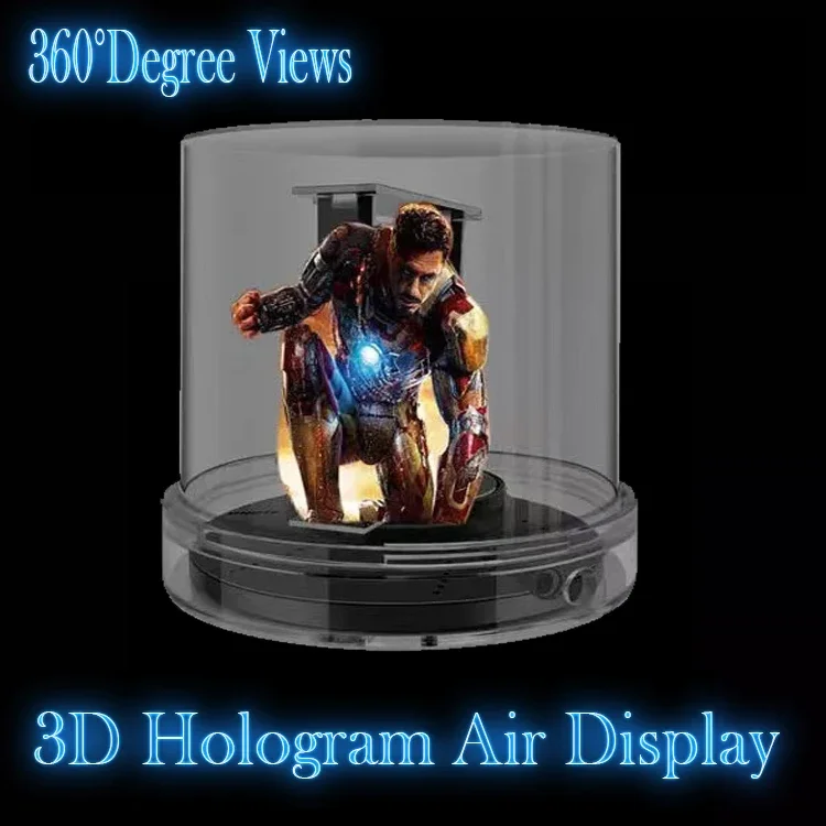 10CM 3D холограмен вентилатор LED рекламен проектор 360 градусови изгледи Настолен холографски дисплей Изображение 1