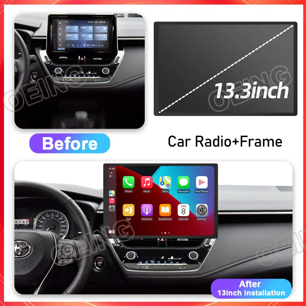13.3 инча 8G + 256G Android Head Unit Всичко в едно За Toyota Corolla 12 2018 - 2020 Автомобилен видео мултимедиен плейър GPS BT Carplay Auto Изображение 1