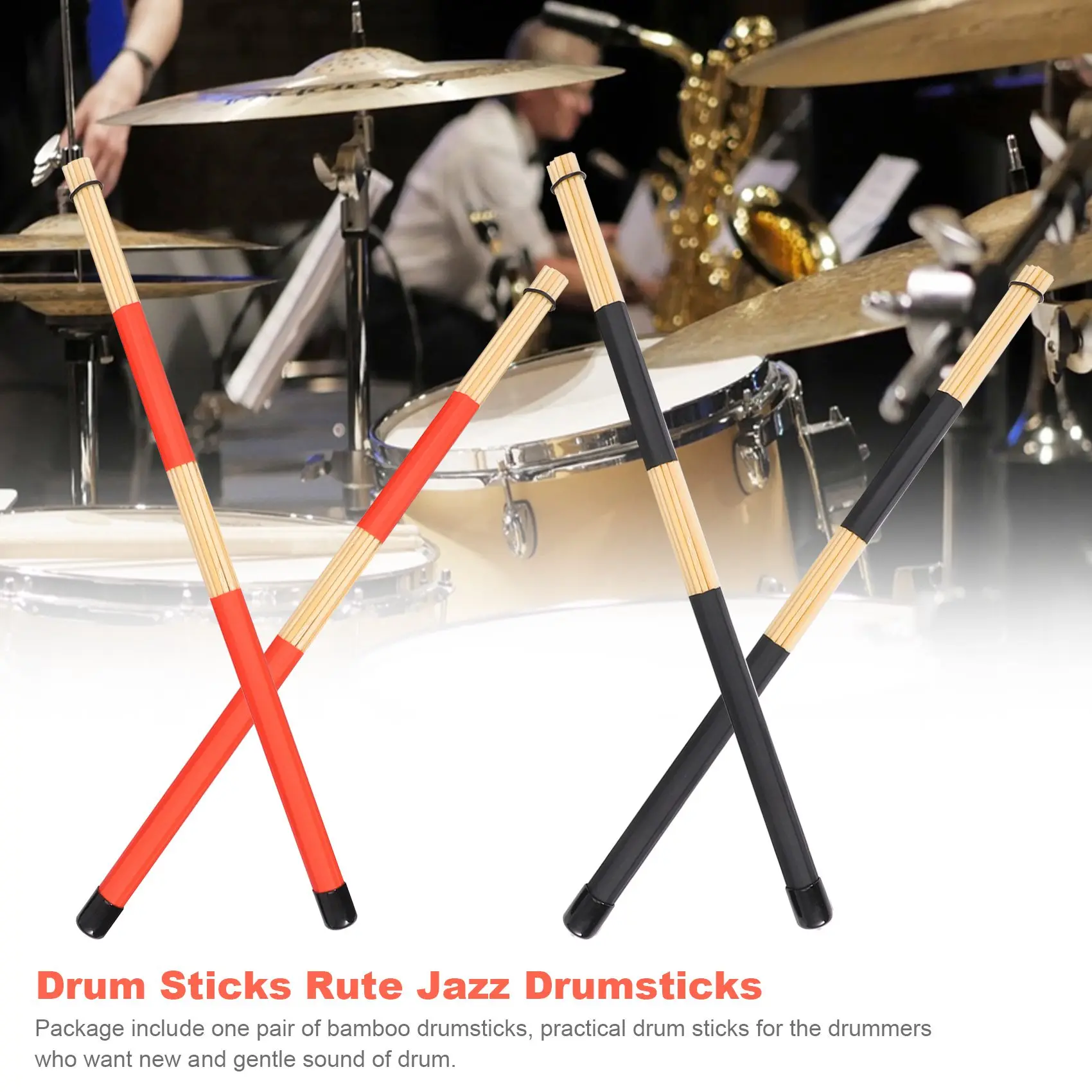2 двойки барабанни пръчки четки Rute Jazz Drumsticks Практични барабанни пръчки за опитни барабанисти за създаване на нов звук на барабан Изображение 1