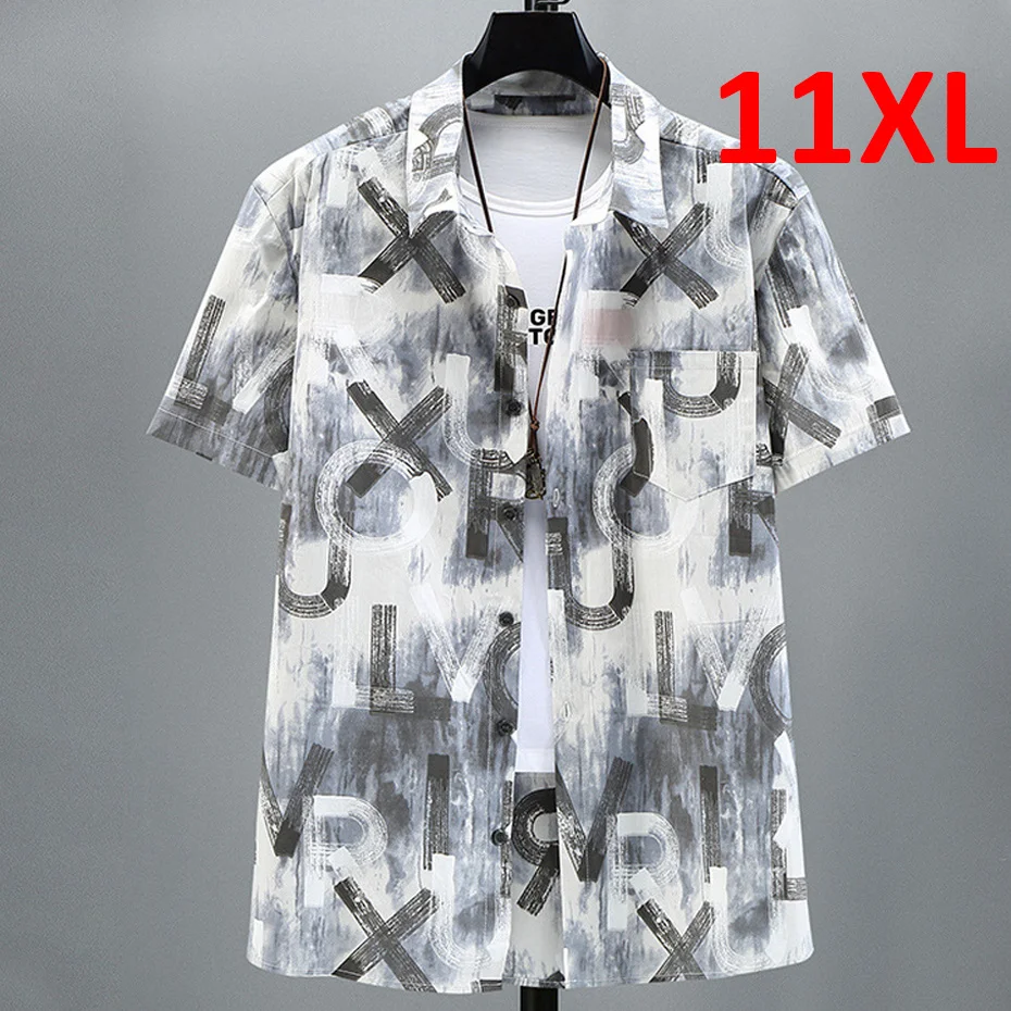 2023 Плюс размер 11XL ризи мъже лято къс ръкав хип-хоп streetwear Хавайски плаж мъжки голям Изображение 1