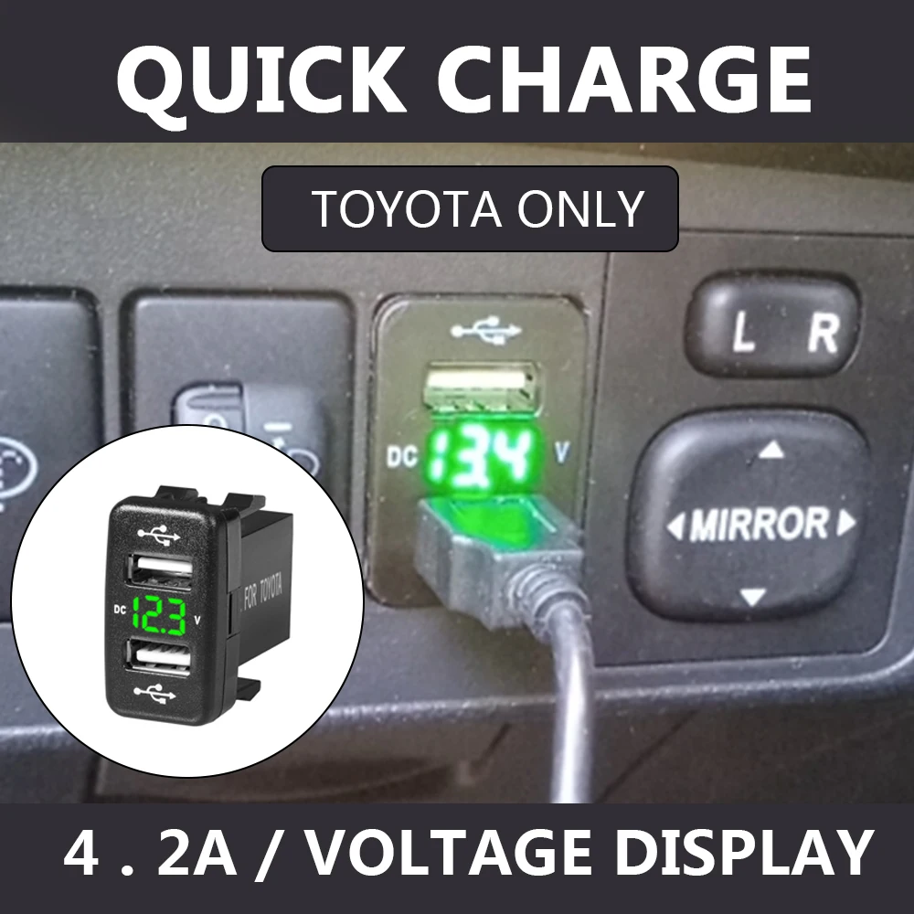 24V 12V USB зарядни устройства 3.0 Адаптер за кола Socket Volt Test Автомобилни аксесоари за Toyota Corolla Prado Reiz Land Cruiser Изображение 1