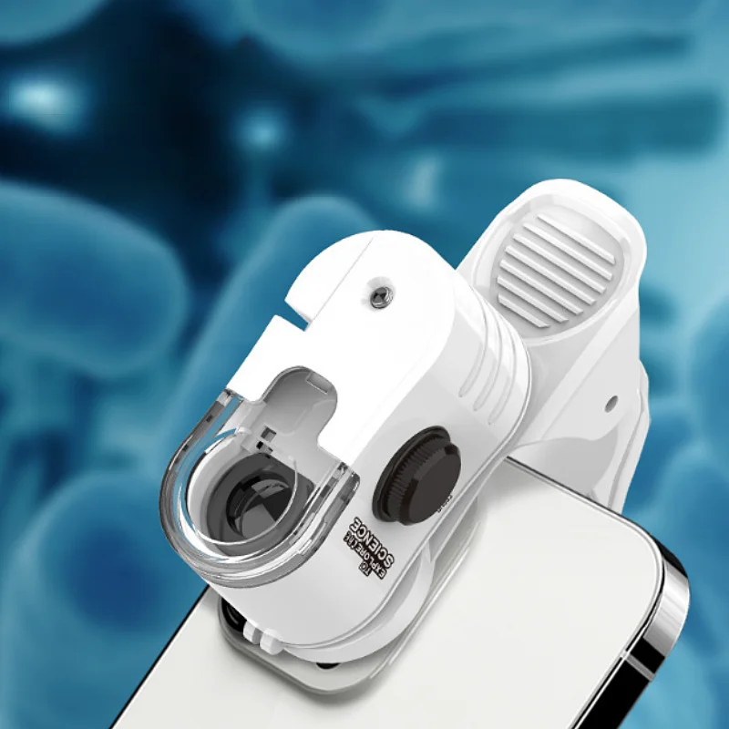 60x мини микроскоп детски научен експеримент джобен микроскоп играчка с LED светлина образование ръчен микроскоп детски Изображение 1