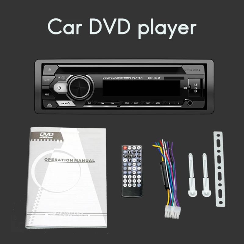 Universal 1 Din Bluetooth стерео MP3 плейър Autoradio CD VCD DVD AUX USB FM радио Auto Audio Car Player Изображение 1