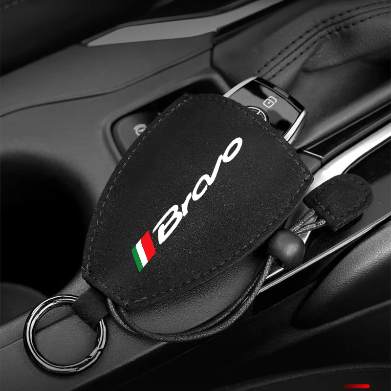 Автомобилна кожена кутия за ключове Издърпайте джобния ключодържател за Fiat BRAVO 2 2007-2009 2010 BRAVO лого Пунто Типо Аксесоари за кола Изображение 1