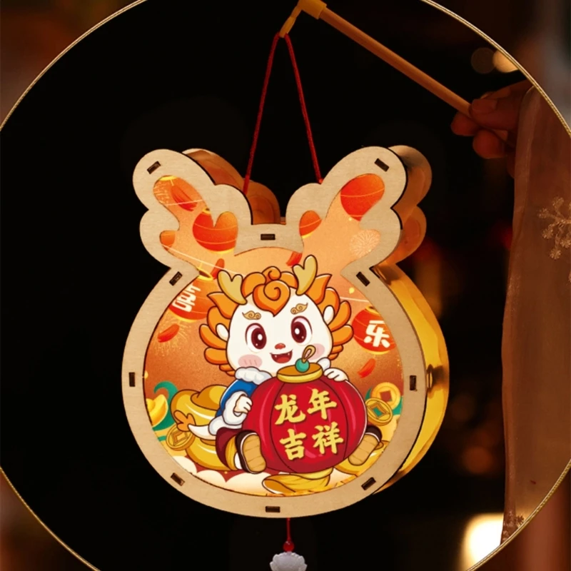 Китайски празнични фенери декоративни светещи ретро стил преносими карикатурни фенери Изображение 1