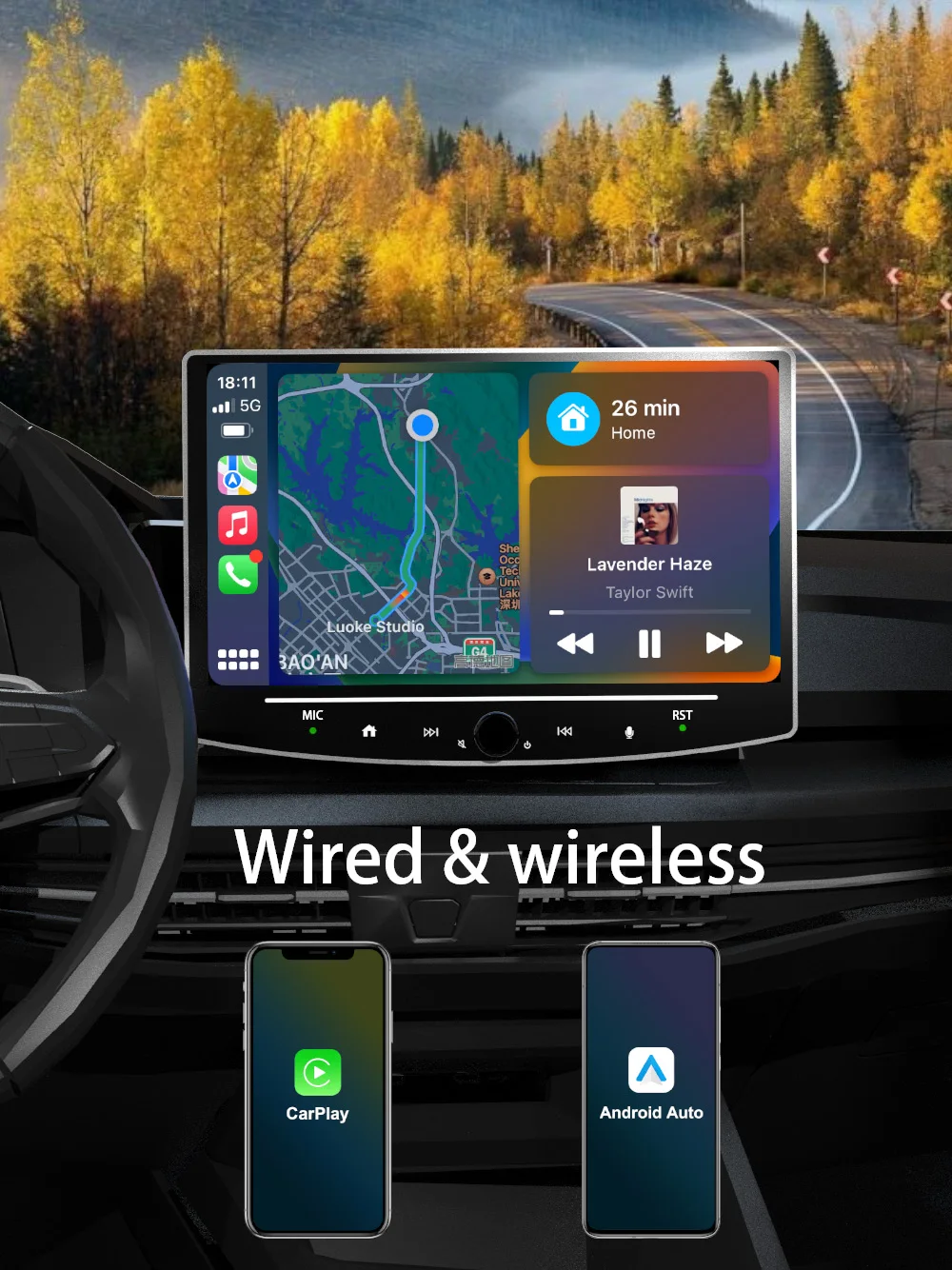 Мултимедия Android Universal 1 Din сменяем екран радио Palyer Carplay Auto стерео радио главата единица за Toyota Nissan Kia Lada Изображение 1