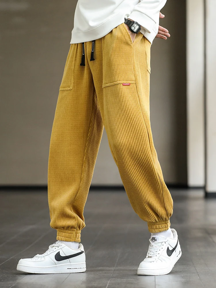 Нов есенен и зимен кадифе гамаши за мъжки торбест джогър модни улични облекла хлабав и ежедневни харем панталони плюс размер8xl Изображение 1