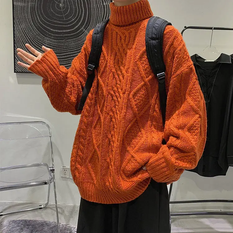 Поло обрат пуловер за мъже през есента и зимата удебелен хлабав модерен Хонг Конг стил дъно риза в мързелив стил y2k Изображение 1