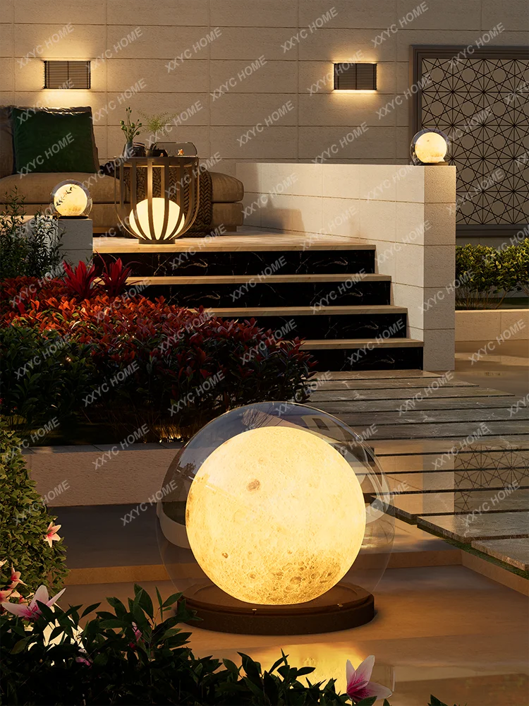 Слънчев стълб лампа Луната тревата лампа открит двор водоустойчив дизайн етаж лампа Изображение 1