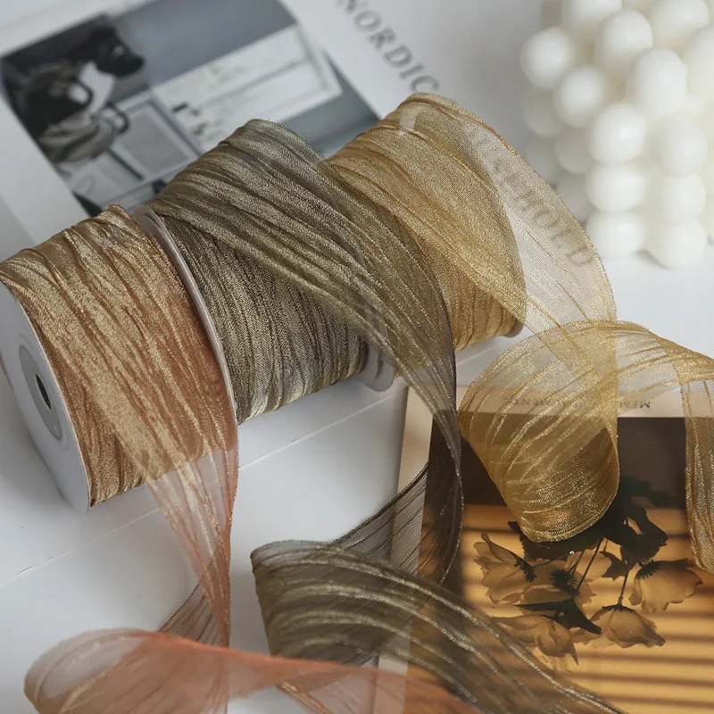 1Pc Органза бръчки панделки шифон любов точка панделка за DIY шиене занаят подарък пакет коса лък сватбено тържество декорация опаковане Изображение 2