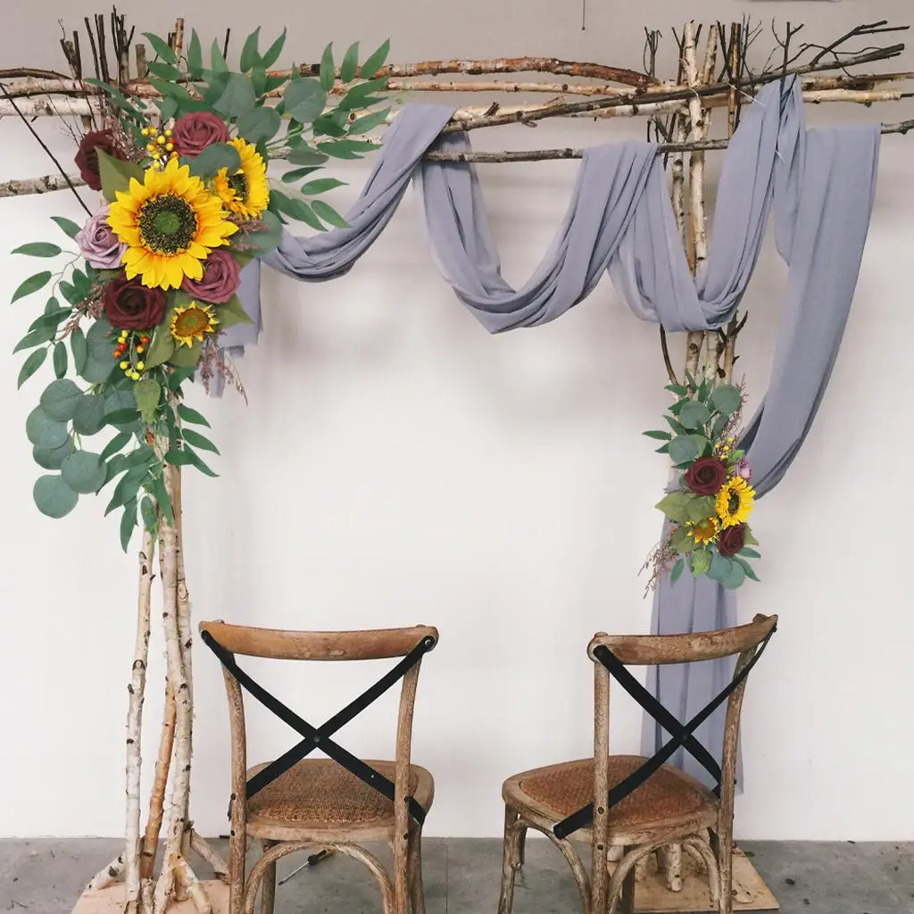2Pcs изкуствена сватба арка цветя, слънчогледи декор, селски цвете венец парти рецепция фон градина Изображение 2