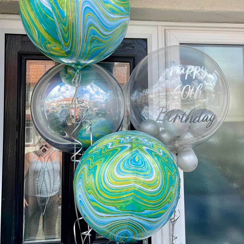 4pcs Зелени и златни мраморни балони 22 инча 360 градуса 4D фолио балони годишнина рожден ден бебе душ декорации Изображение 2