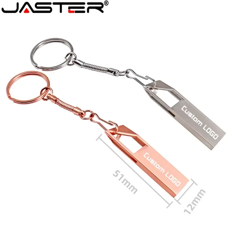 JASTER Розово злато Метални USB флаш памети 128GB Реален капацитет Pen Drive 64GB Безплатен персонализиран лого Memory Stick 32GB 16GB творчески подарък Изображение 2