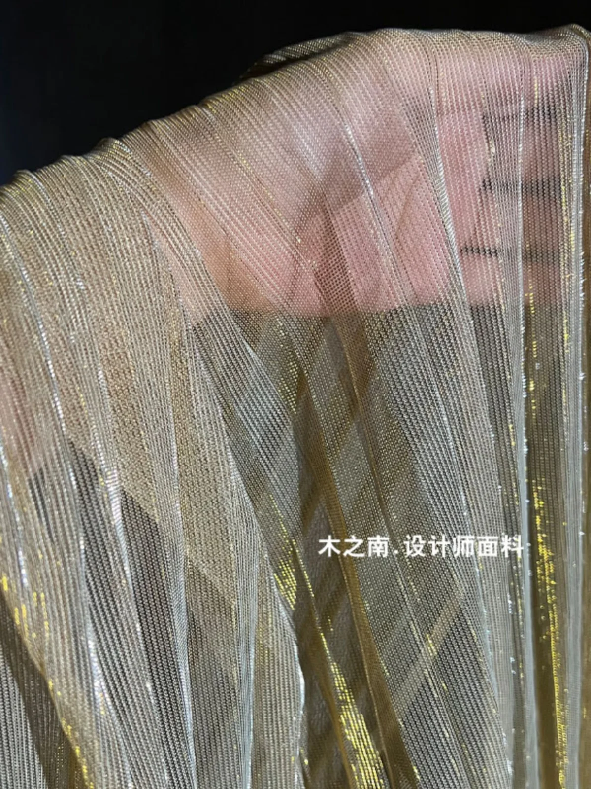 Light Gold перспектива лазерна светкавица орган натрошени окото плат DIY Hanfu облекло моден дизайнер шевни материали на едро кърпа Изображение 2