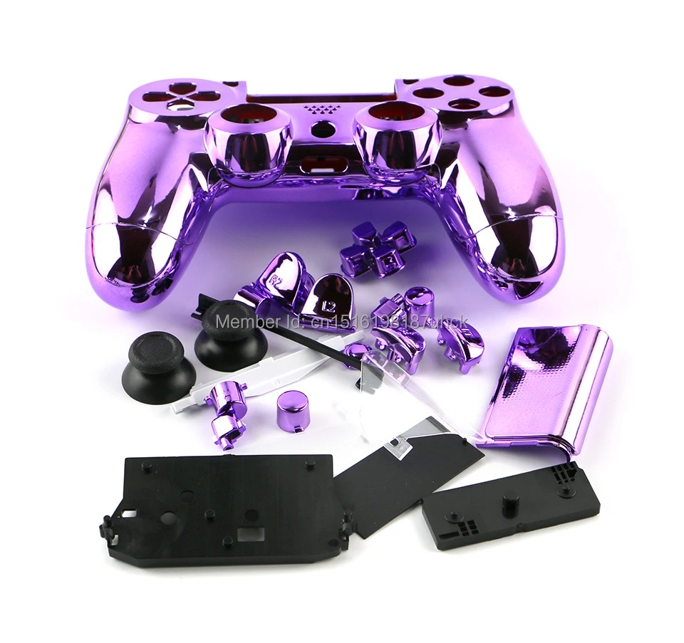 OCGAME Цветен хромиран корпус с пълен корпус с комплект бутони за резервни части за безжичен контролер PS4 Изображение 2