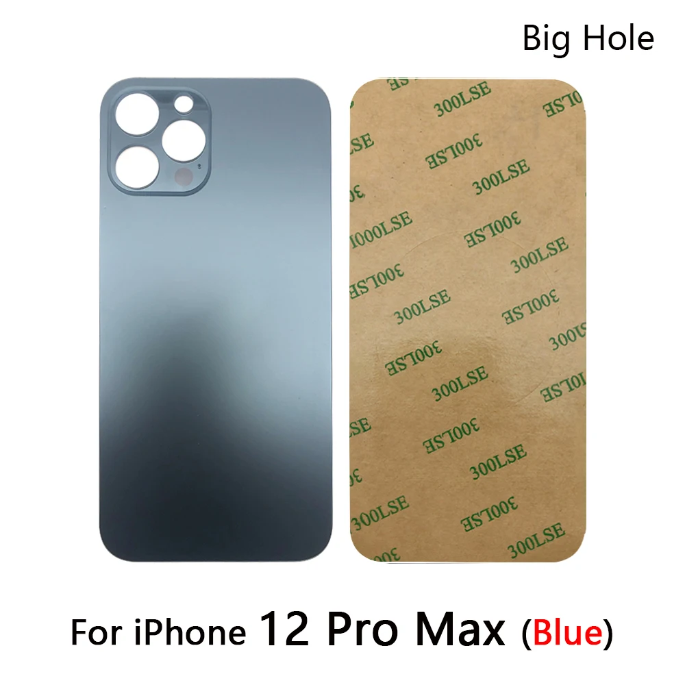 Голяма дупка НОВ капак на батерията Задна врата стъкло обратно корпус случай замяна за iPhone 12 Pro Max с лепило Изображение 2