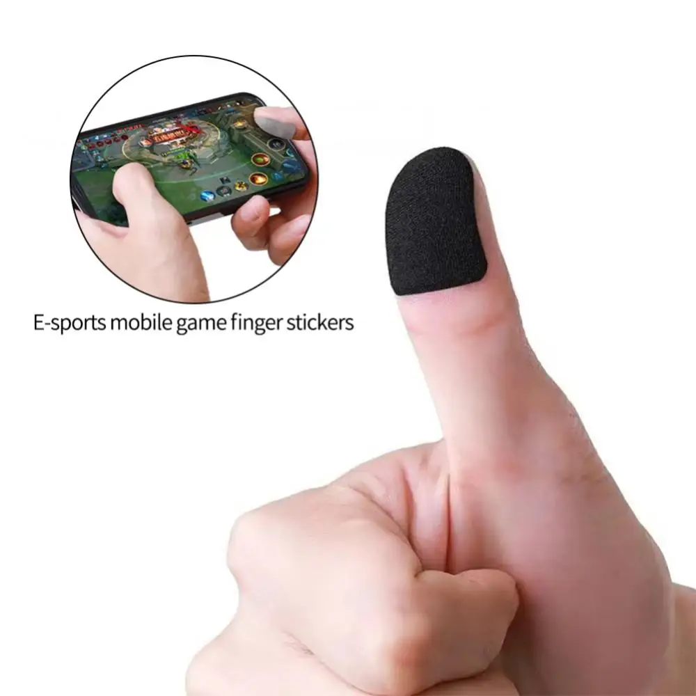 Дишащ палеца пръст ръкави Gaming пръст ръкавици Sweatproof въглеродни влакна сензорен екран пръст стикери за мобилни игри Изображение 2