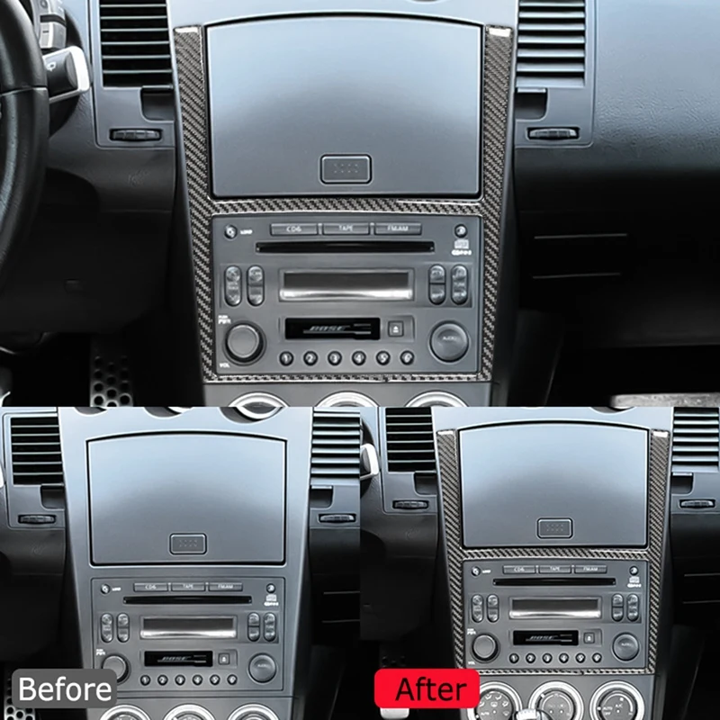 За Nissan 350Z 2003-2009 Аксесоари за автомобили от въглеродни влакна Централна конзола Навигационен капак Подстригване панел външна рамка Изображение 2