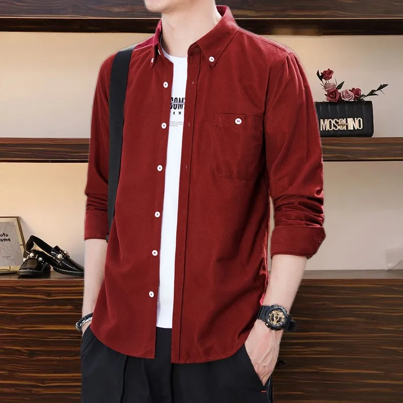 Нови мъжки ризи с дълъг ръкав есенна корейска риза мъжка мода случайни извънгабаритни ризи палто качествено облекло NS5801 Изображение 2