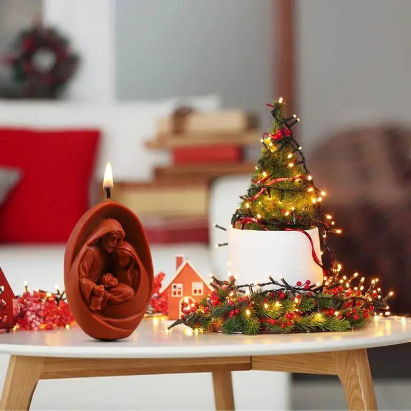 Рождество Христово сцена мухъл триизмерна ароматерапия свещ домашно обзавеждане раждане сцена силиконов мухъл Изображение 2