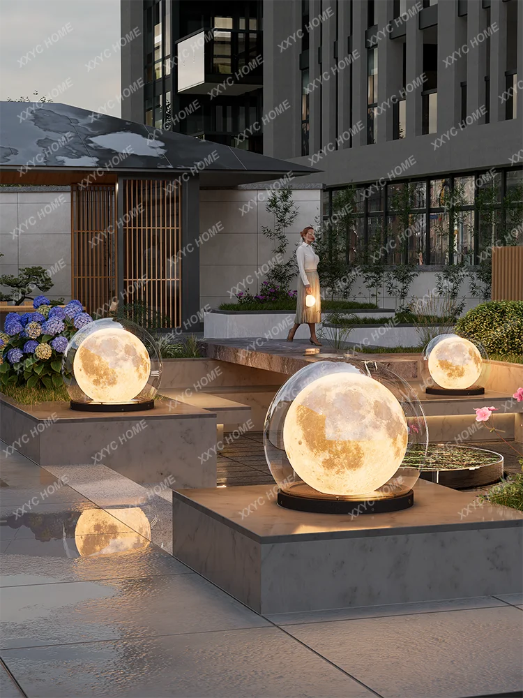 Слънчев стълб лампа Луната тревата лампа открит двор водоустойчив дизайн етаж лампа Изображение 2