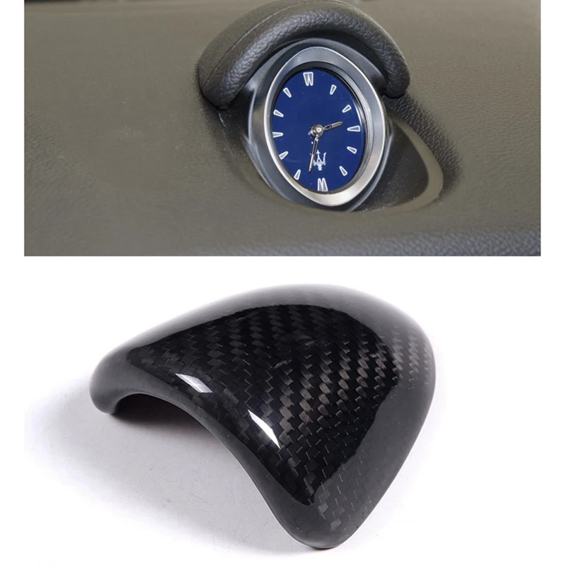 1PCS Реални въглеродни влакна кола табло часовник декоративни капак стикер части интериорни аксесоари за Maserati Ghibli 2014-2022 Изображение 3