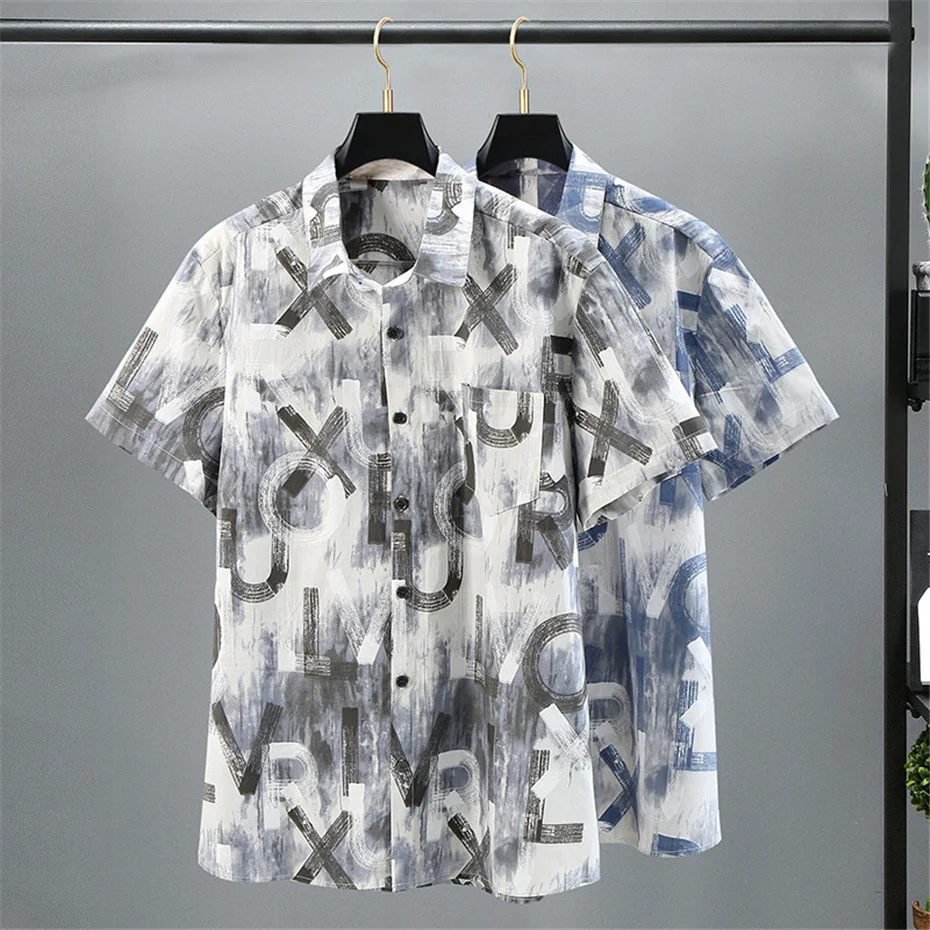 2023 Плюс размер 11XL ризи мъже лято къс ръкав хип-хоп streetwear Хавайски плаж мъжки голям Изображение 3