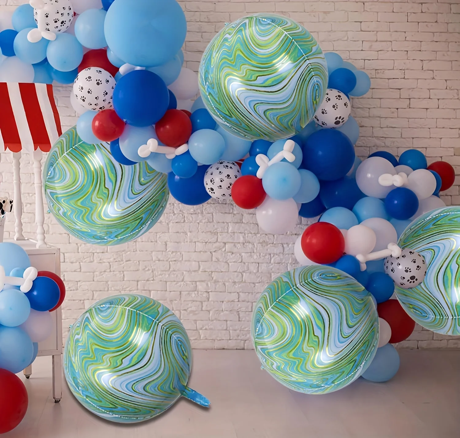 4pcs Зелени и златни мраморни балони 22 инча 360 градуса 4D фолио балони годишнина рожден ден бебе душ декорации Изображение 3