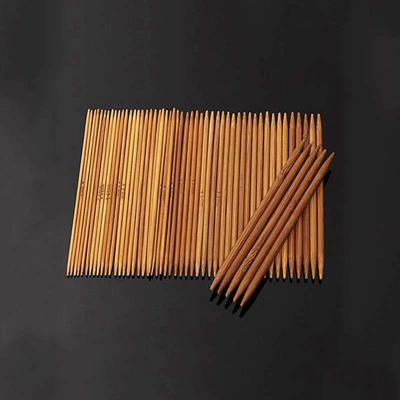 55Pcs 2-5mm карбонизирани бамбукови игли за плетене Комплект двойни заострени куки за плетене на една кука Ръчен занаят DIY пуловер игли Инструменти за плетене Изображение 3