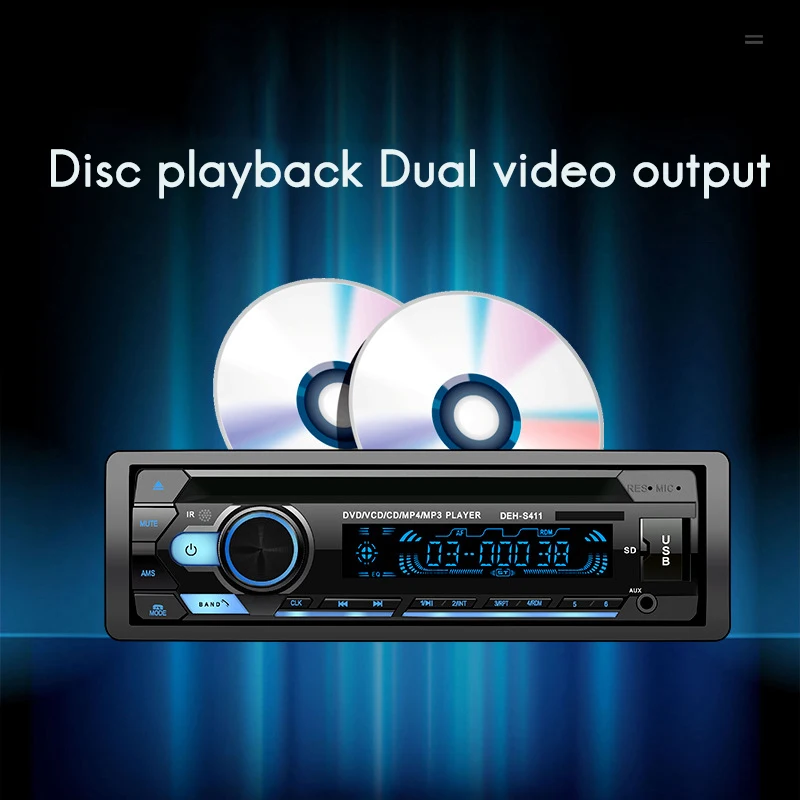 Universal 1 Din Bluetooth стерео MP3 плейър Autoradio CD VCD DVD AUX USB FM радио Auto Audio Car Player Изображение 3