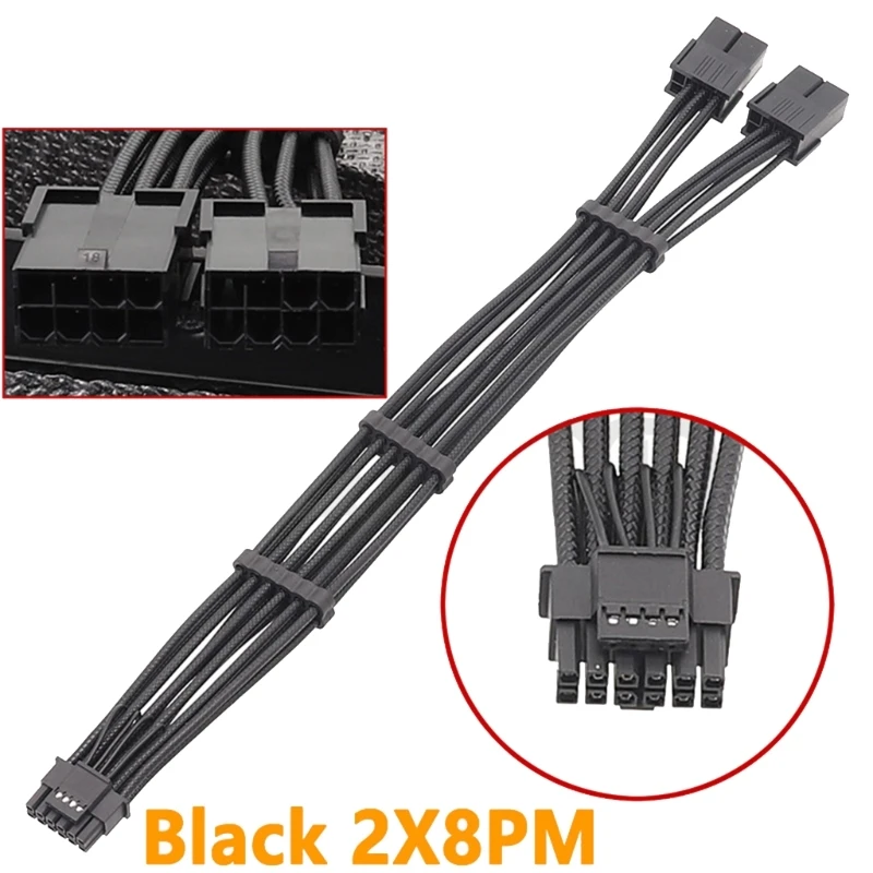 Y1UB 2x 8Pin женски към 12VHPWR PCIE 5.0 16Pin ATX3.0 модулен кабел за RTX40 GPU линия Изображение 3