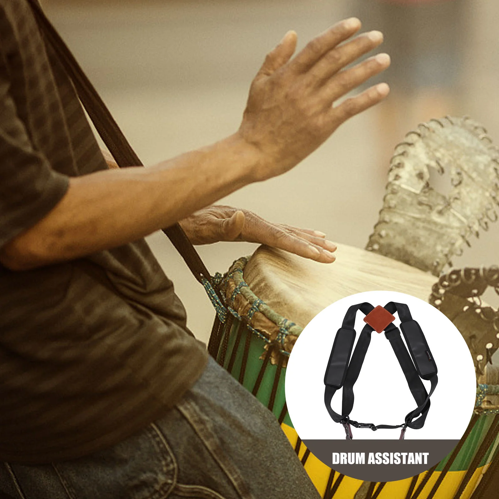 Африкански барабан презрамка аксесоар деца колан инструмент наети музикални Бързо инсталиране полиестер двойно на Djembe дете за Изображение 3