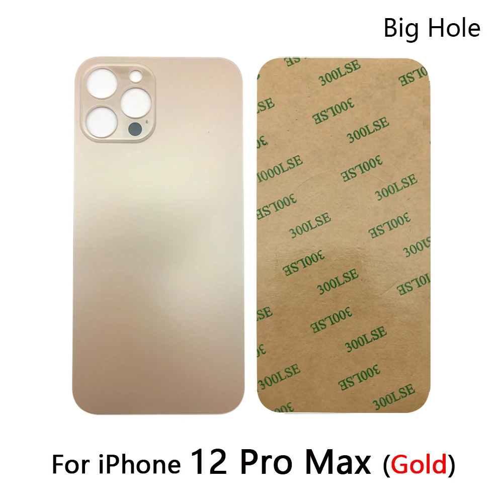 Голяма дупка НОВ капак на батерията Задна врата стъкло обратно корпус случай замяна за iPhone 12 Pro Max с лепило Изображение 3