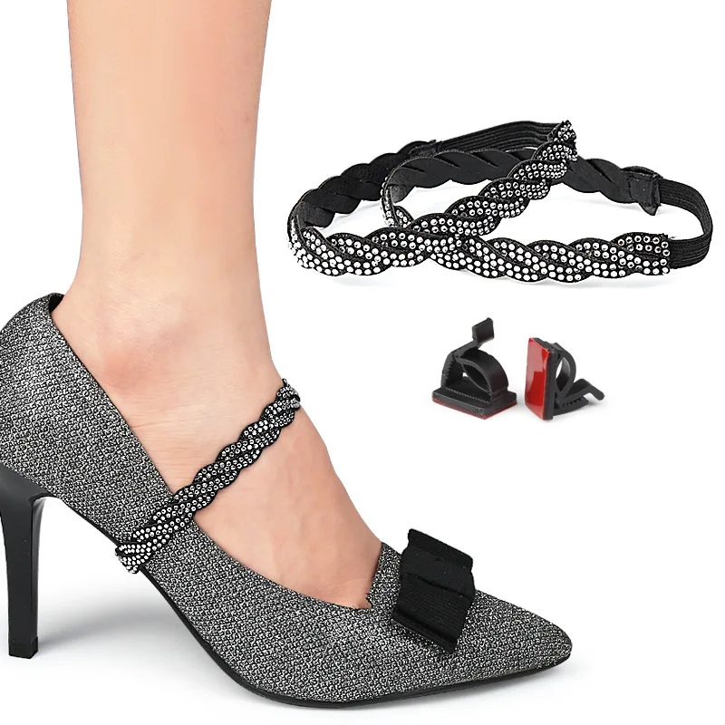 Дамски връзки за високи токчета Регулируем глезен колан за обувки Холдинг Bundle обувки дантели вратовръзка презрамки лента еластична кристал връзка за обувки Изображение 3