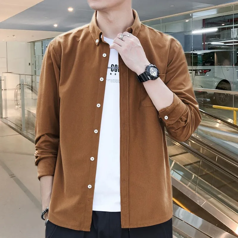 Нови мъжки ризи с дълъг ръкав есенна корейска риза мъжка мода случайни извънгабаритни ризи палто качествено облекло NS5801 Изображение 3