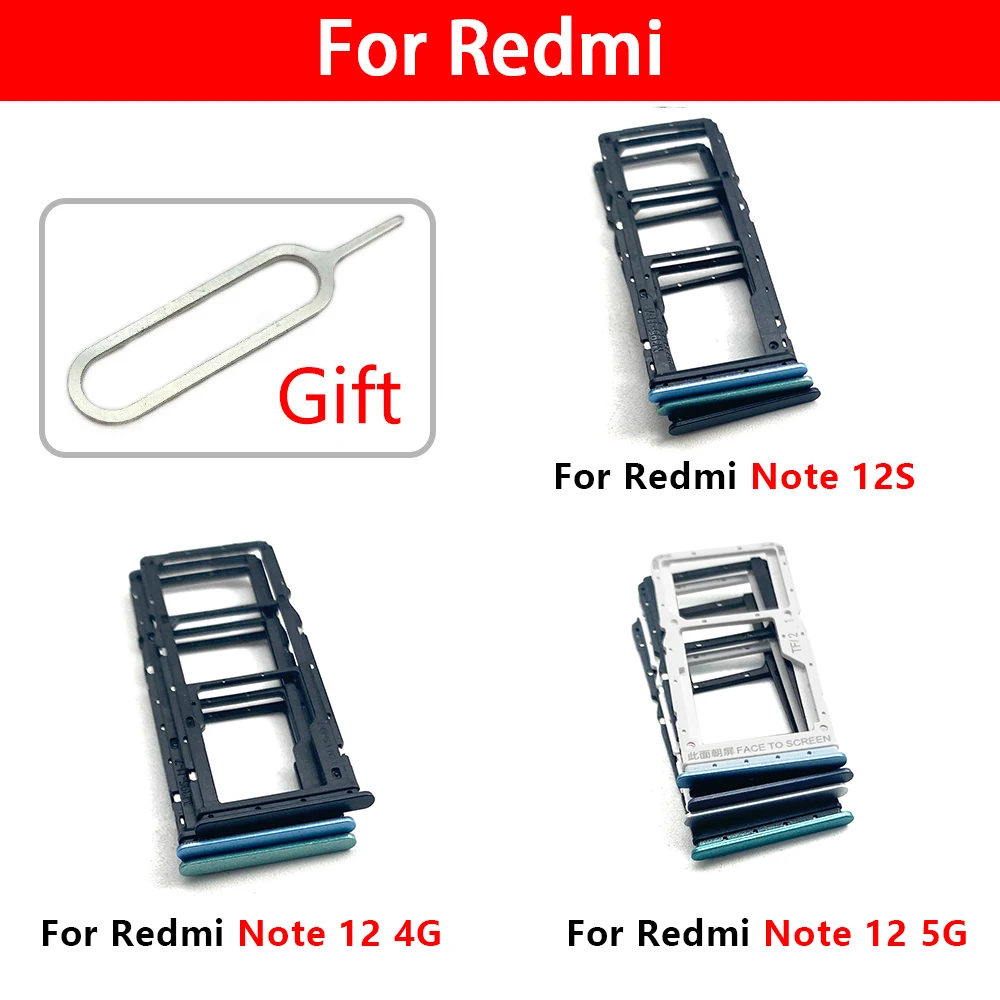 Оригинална двойна карта SIM карта тава чип слот чекмедже притежателя адаптер аксесоари за Xiaomi Redmi бележка 12S 12 4G Pro 5G плюс + Pin Изображение 3