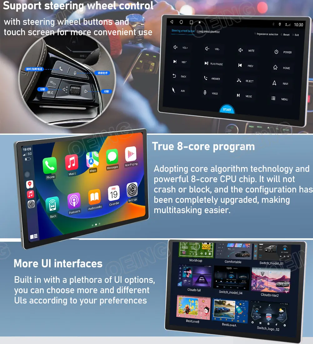 13.3 инча 8G + 256G Android Head Unit Всичко в едно За Toyota Corolla 12 2018 - 2020 Автомобилен видео мултимедиен плейър GPS BT Carplay Auto Изображение 4