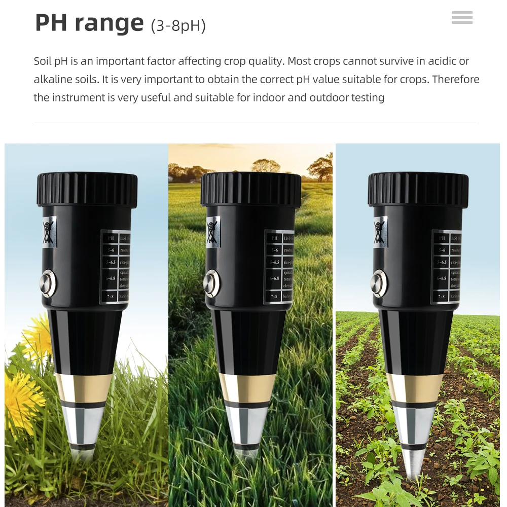 2 в 1 влажност на почвата & PH метър влажност вода анализатор за градински растения цвете PH сензор монитор многофункционален тип показалец Изображение 4