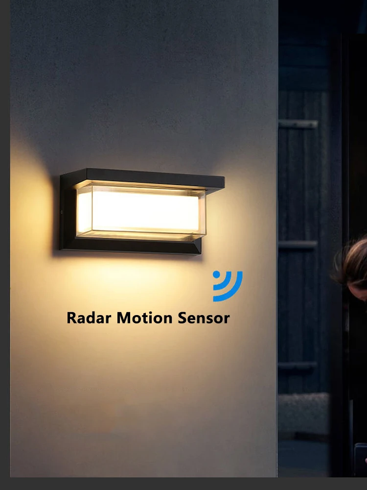  LED външни светлини водоустойчив IP65 радар сензор за движение светлина доведе външна стена светлина външно осветление AC180-265V 20W стена лампа Изображение 4