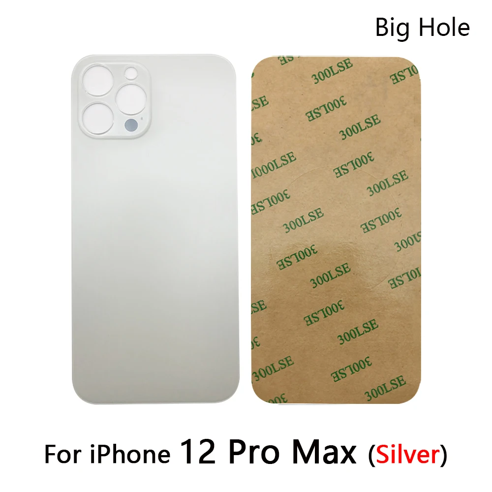 Голяма дупка НОВ капак на батерията Задна врата стъкло обратно корпус случай замяна за iPhone 12 Pro Max с лепило Изображение 4