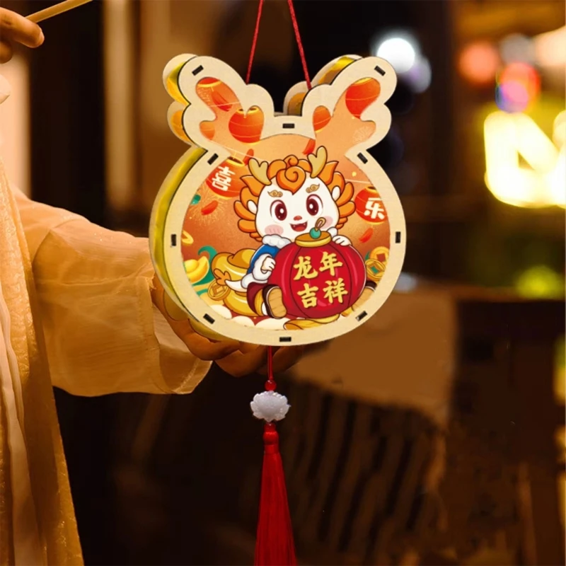 Китайски празнични фенери декоративни светещи ретро стил преносими карикатурни фенери Изображение 4