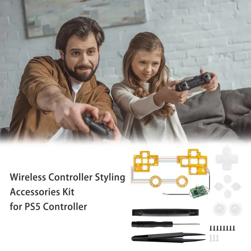Лесен за инсталиране безжичен контролер Стайлинг аксесоари комплект за PS5Controller PS5Джойстик цвят светлина съвет DIY Изображение 4