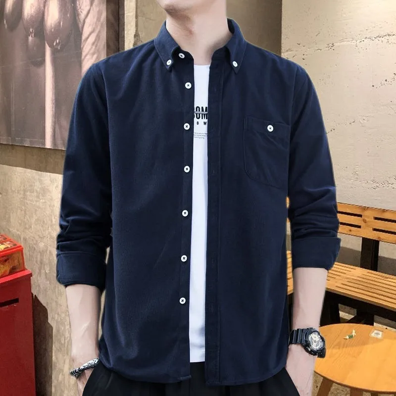 Нови мъжки ризи с дълъг ръкав есенна корейска риза мъжка мода случайни извънгабаритни ризи палто качествено облекло NS5801 Изображение 4