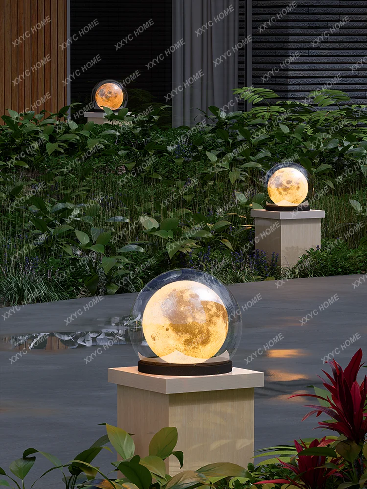 Слънчев стълб лампа Луната тревата лампа открит двор водоустойчив дизайн етаж лампа Изображение 4