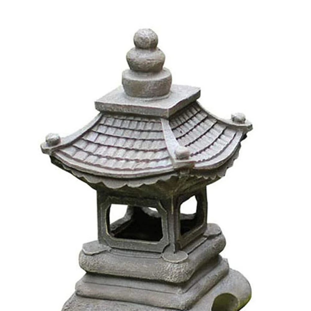 Смола слънчева павилион скулптура лампа ретро плавателни съдове водоустойчива пагода LED слънчева светлина микро пейзаж декор за външна градина Изображение 4