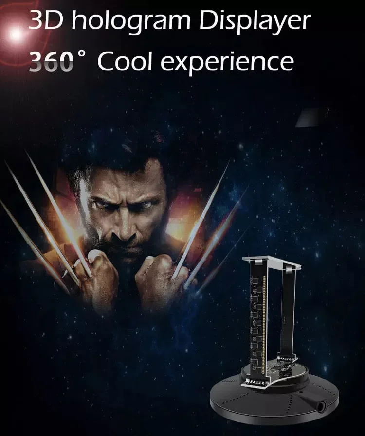 10CM 3D холограмен вентилатор LED рекламен проектор 360 градусови изгледи Настолен холографски дисплей Изображение 5