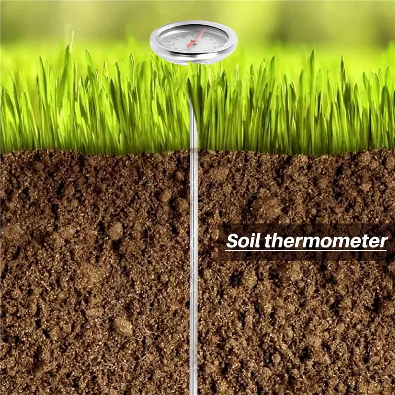  20 инча / 50 см дължина компост почва термометър премия храна клас неръждаема стомана измервателна сонда Изображение 5